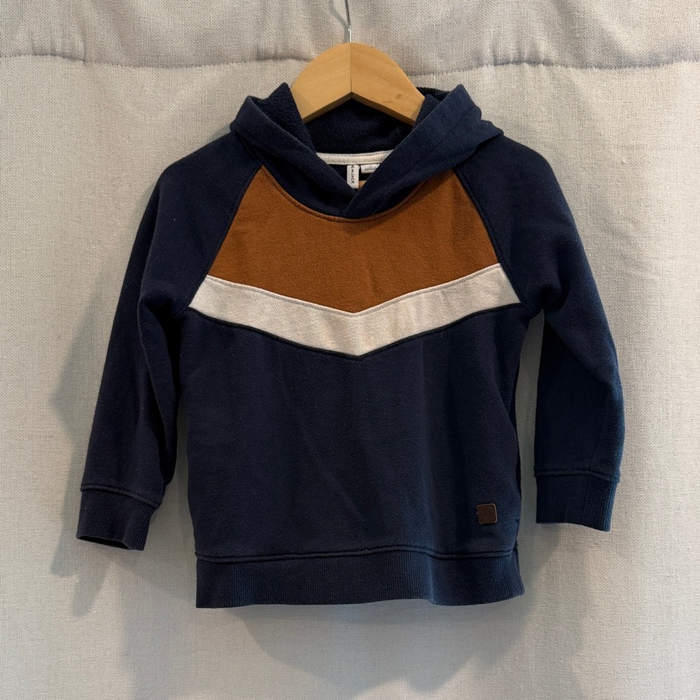 Janie & Jack Navy and Brown Kids Hoodie